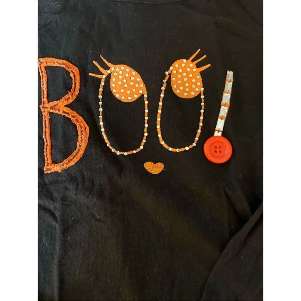 Gap kids girls Halloween black embellished blue shirt long sleeve size 6/7